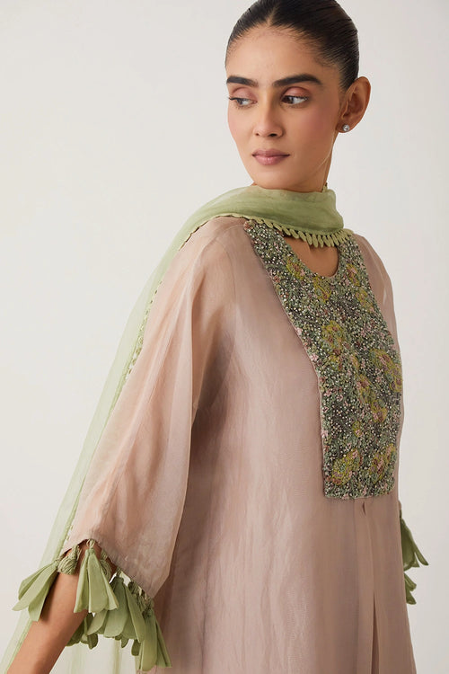 Saanjh Beige Kaftan Set