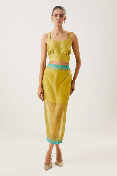 Laila Lemon Yellow Skirt Set