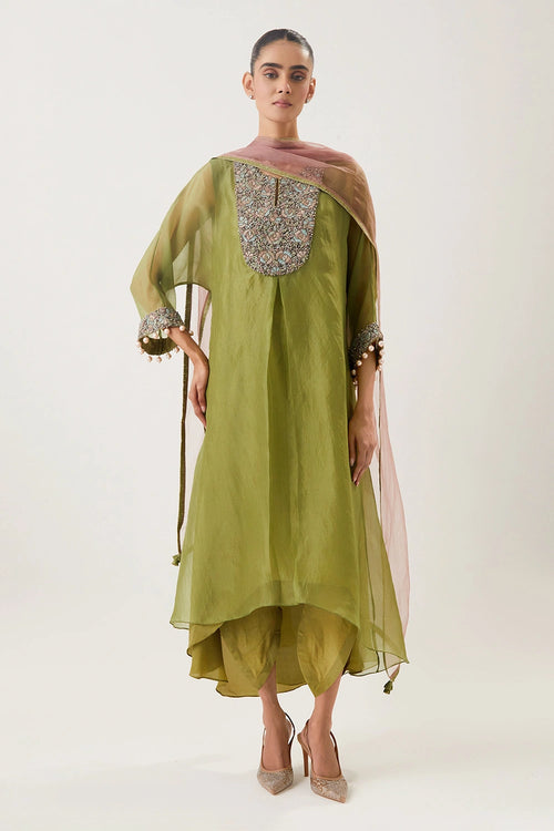 Raha Mehendi Green Kurta Set