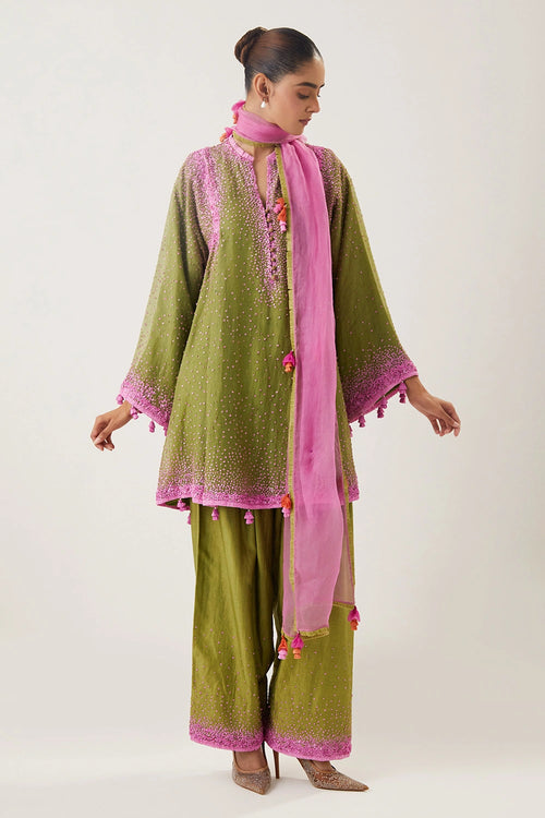 Nargis Mehendi Green Kurta Set