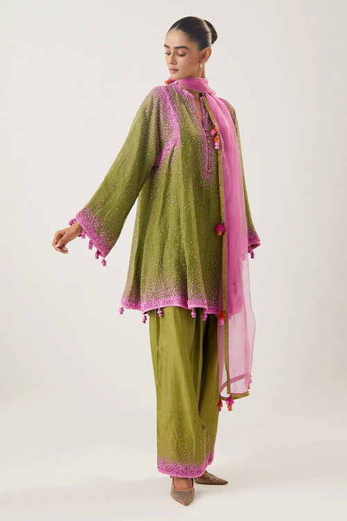Nargis Mehendi Green Kurta Set