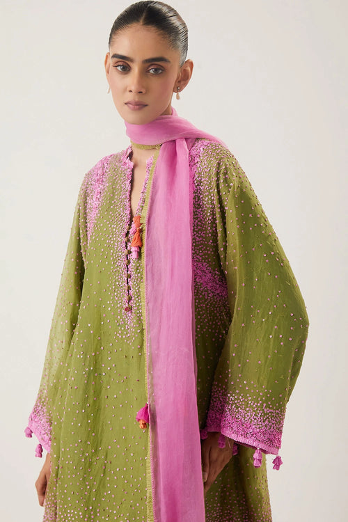 Nargis Mehendi Green Kurta Set