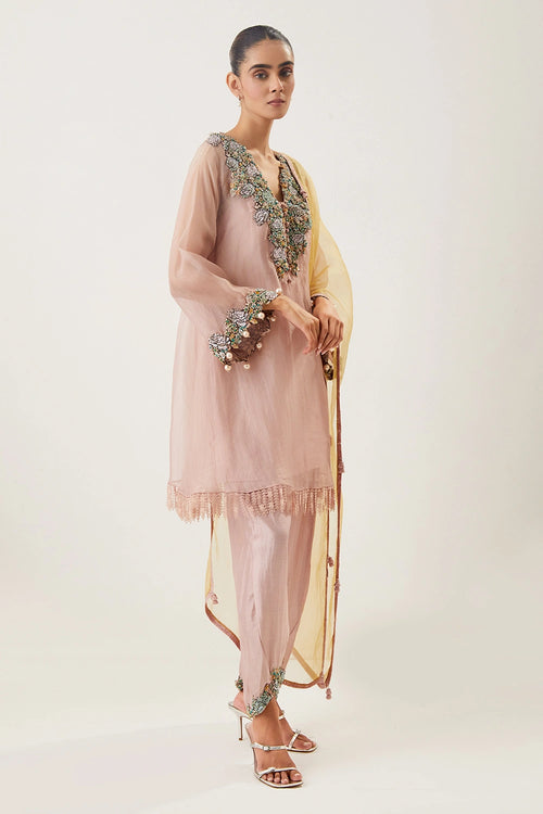 Zeenat Peach Kurta Set