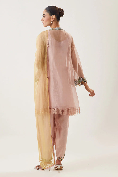 Zeenat Peach Kurta Set