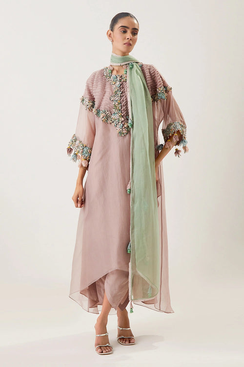 Pintucks Powder Pink Kurta Set