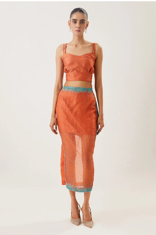 Laila Orange Skirt Set