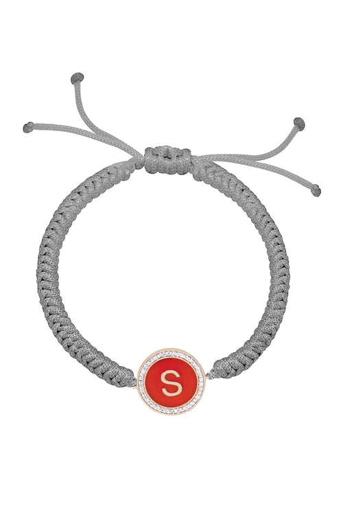 Personalised Enamel Diamond Grey Cord Bracelet
