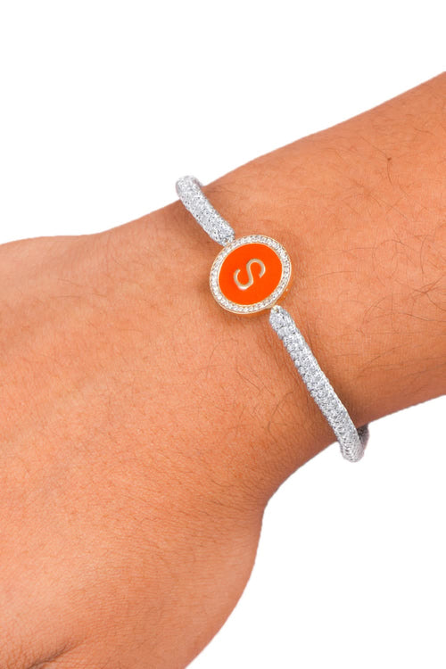 Personalised Enamel Diamond Grey Cord Bracelet