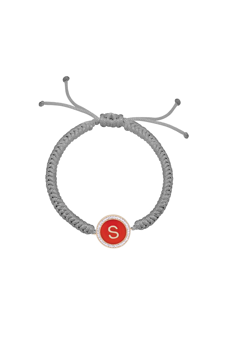 Personalised Enamel Diamond Grey Cord Bracelet