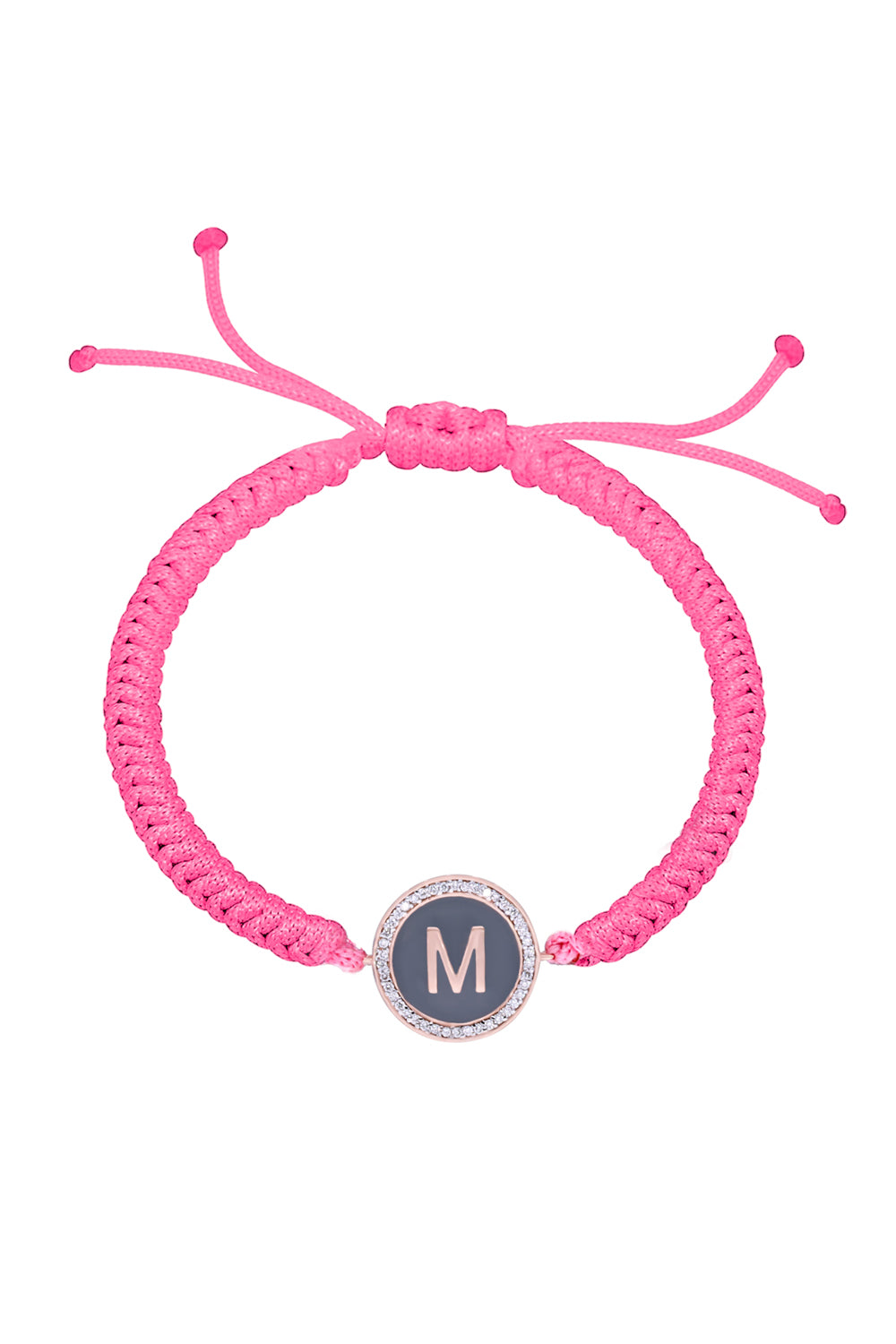 Personalised Enamel Diamond Pink Cord Bracelet