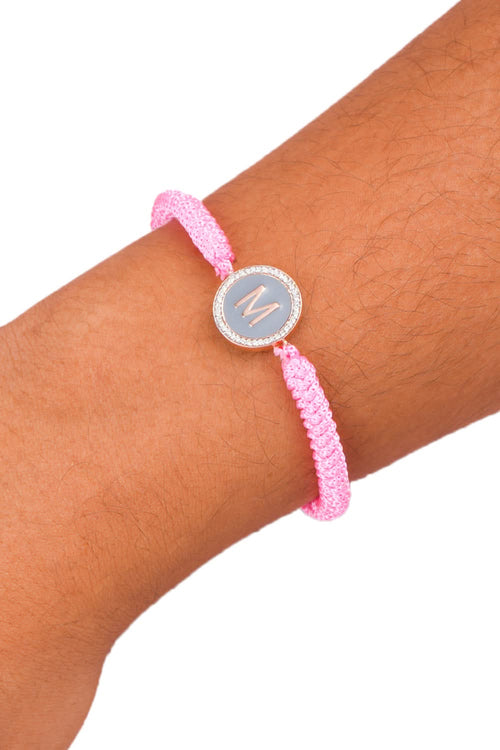Personalised Enamel Diamond Pink Cord Bracelet