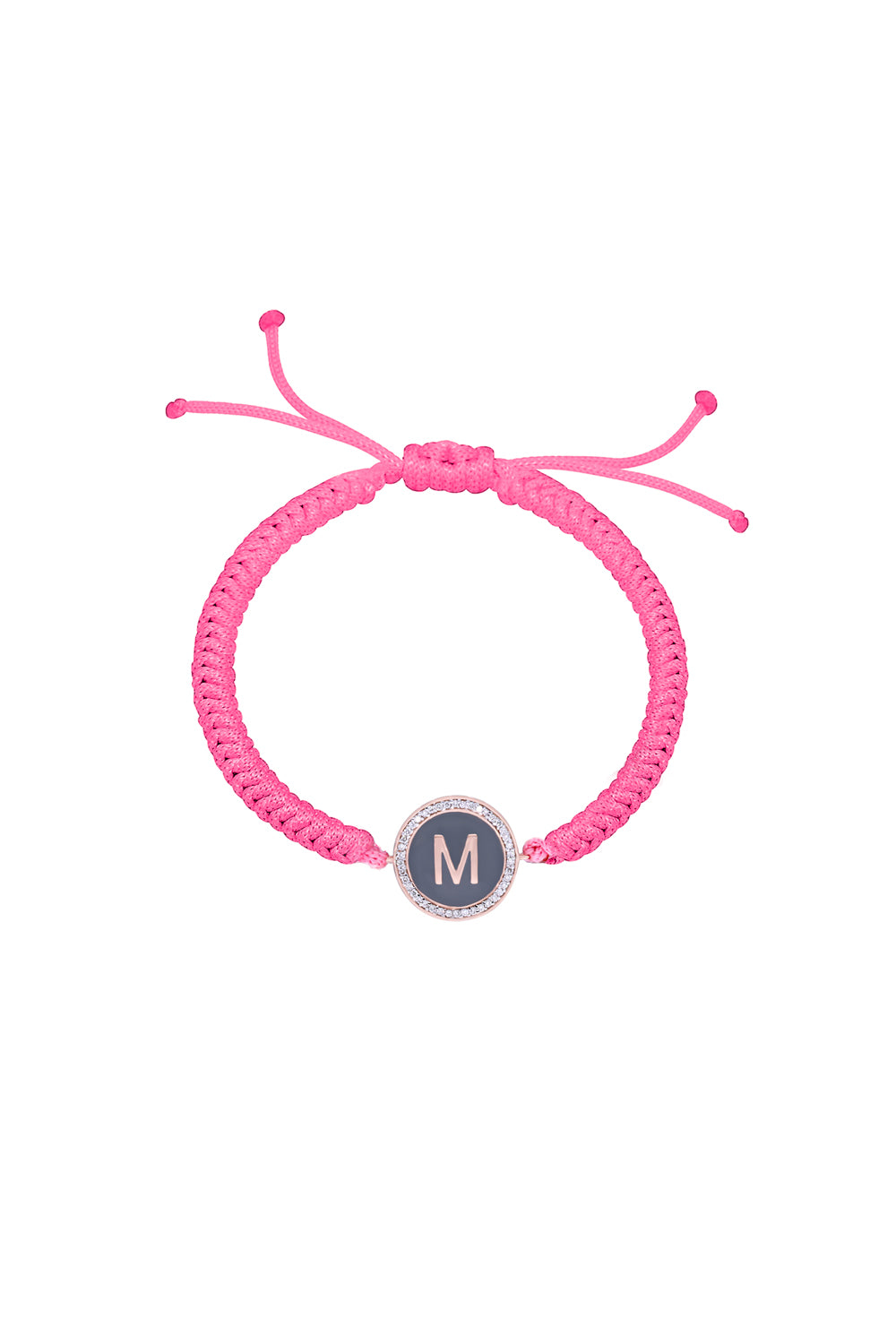 Personalised Enamel Diamond Pink Cord Bracelet