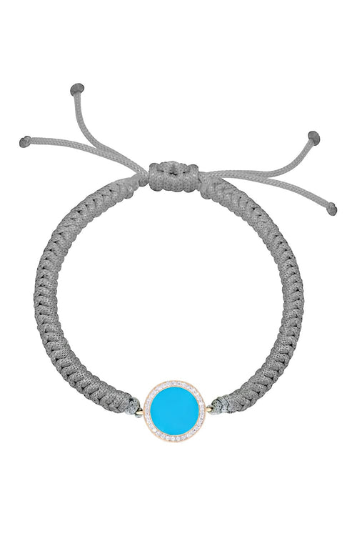 Round Turquoise Diamond Cord Bracelet