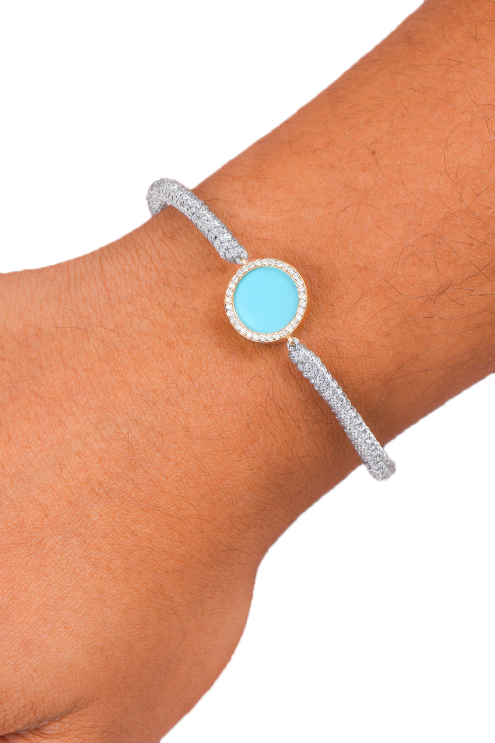 Round Turquoise Diamond Cord Bracelet
