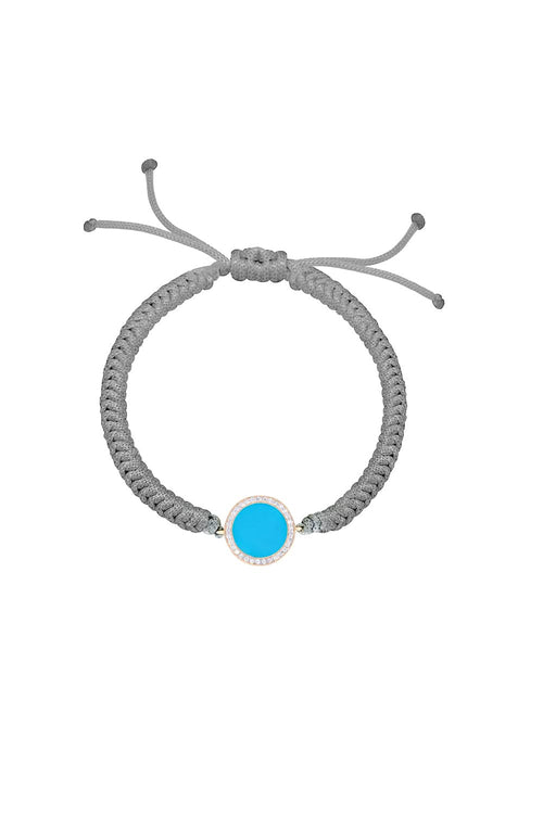 Round Turquoise Diamond Cord Bracelet