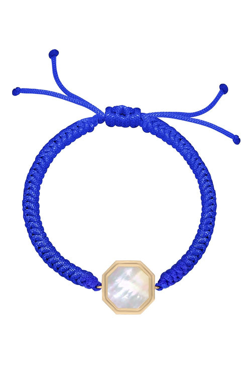 14KT Gold Octagon Mother of Pearl Cord Bracelet
