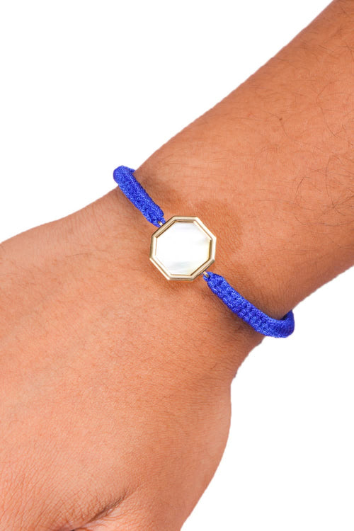 14KT Gold Octagon Mother of Pearl Cord Bracelet