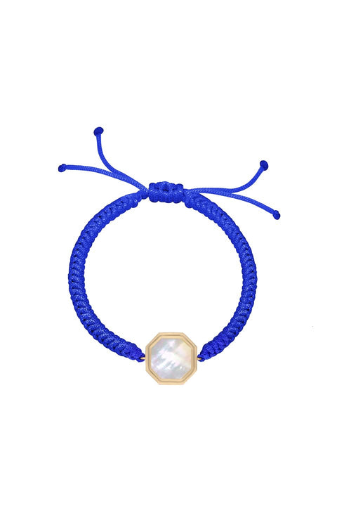14KT Gold Octagon Mother of Pearl Cord Bracelet