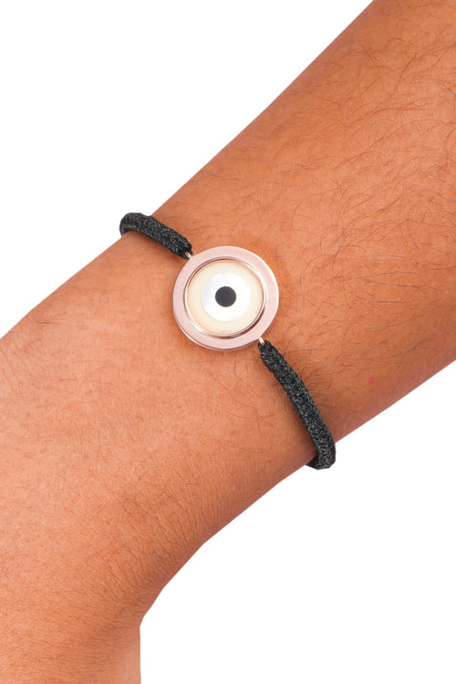 14KT Gold Round Evil Eye Cord Bracelet