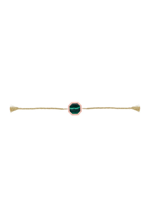 Octagon Malachite Cord 14KT Gold Bracelet