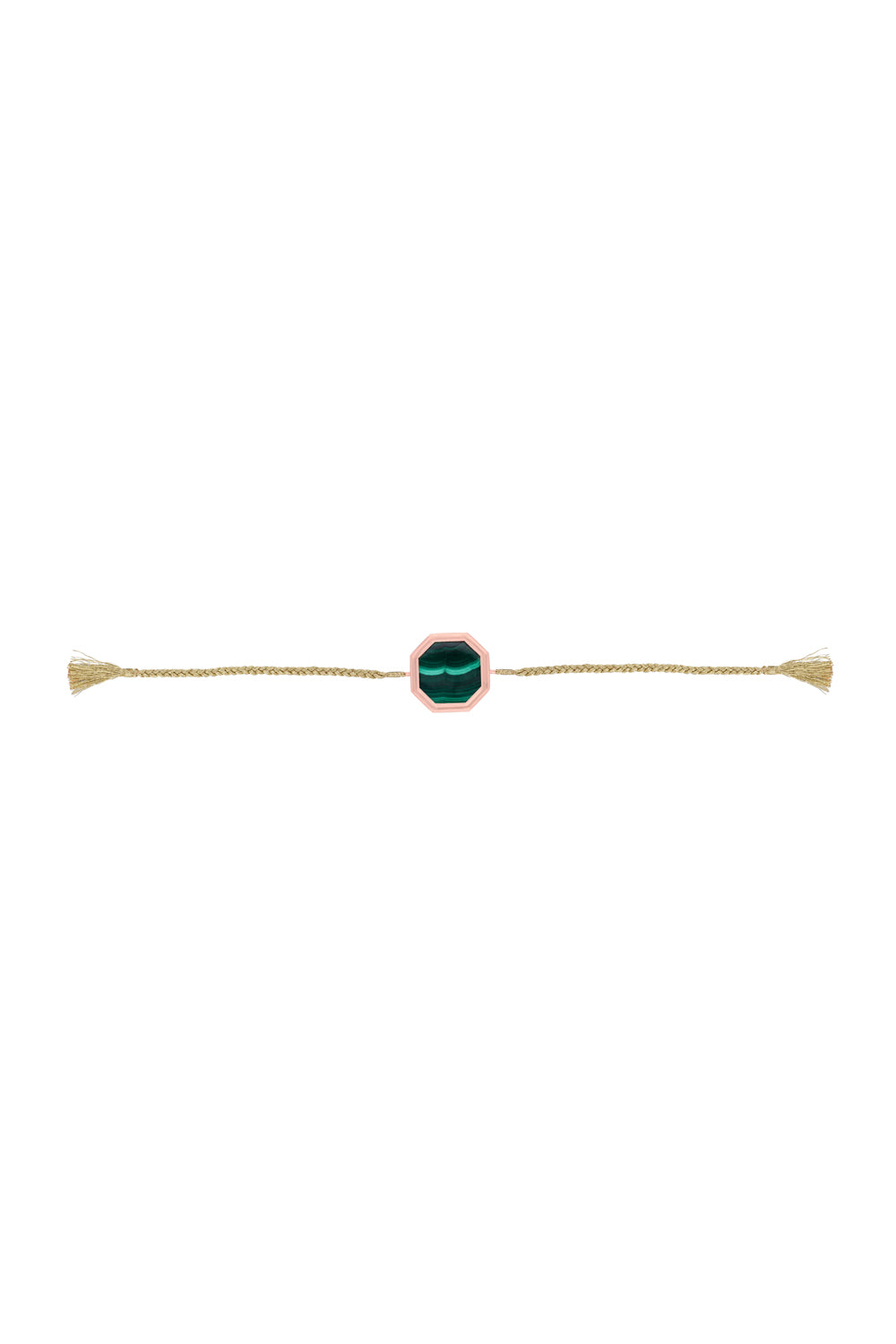 Octagon Malachite Cord 14KT Gold Bracelet