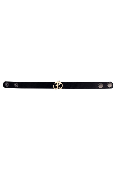14KT Gold OM Leather Bracelet