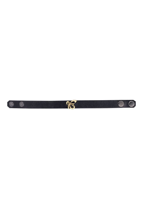 14KT Gold Ek Onkar Leather Bracelet