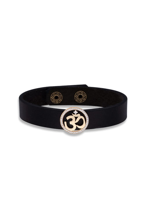 OM Diamond Leather Bracelet