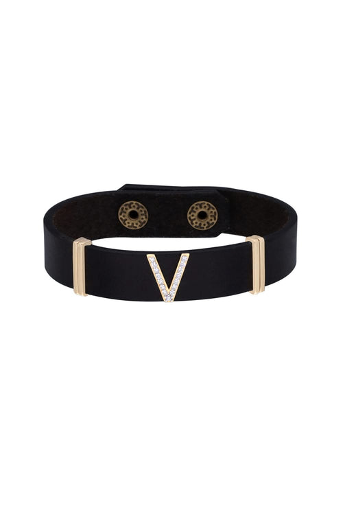 Personalised Diamond Leather Bracelet