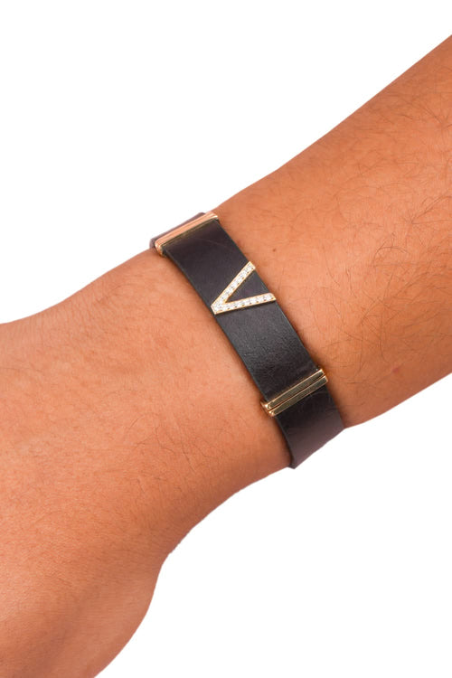 Personalised Diamond Leather Bracelet