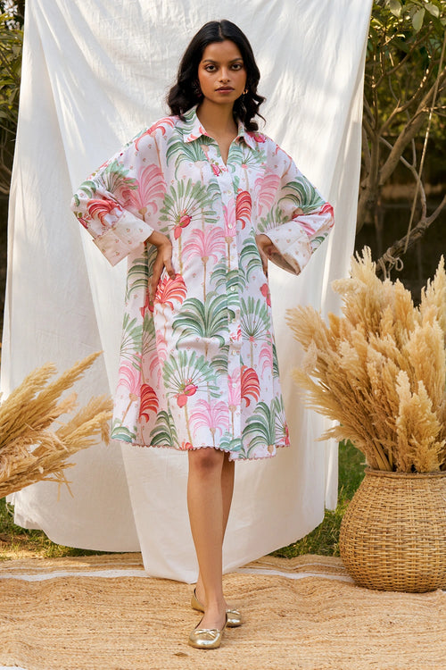 Palm Solstice Shirt Dress