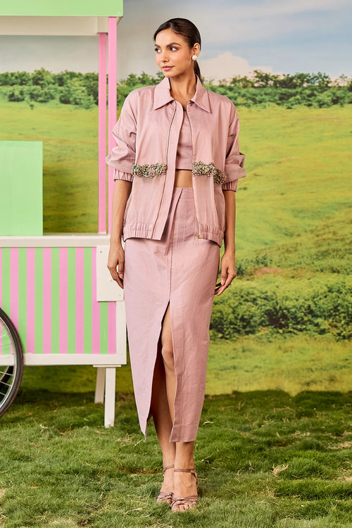 Rosewood Bomber And Skirt Juno Set
