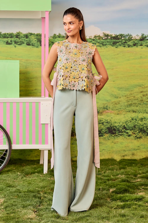 Yellow And Blue Bib Peony Co-ord Set