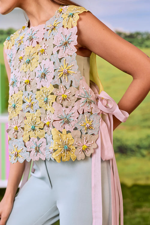 Yellow And Blue Bib Peony Co-ord Set