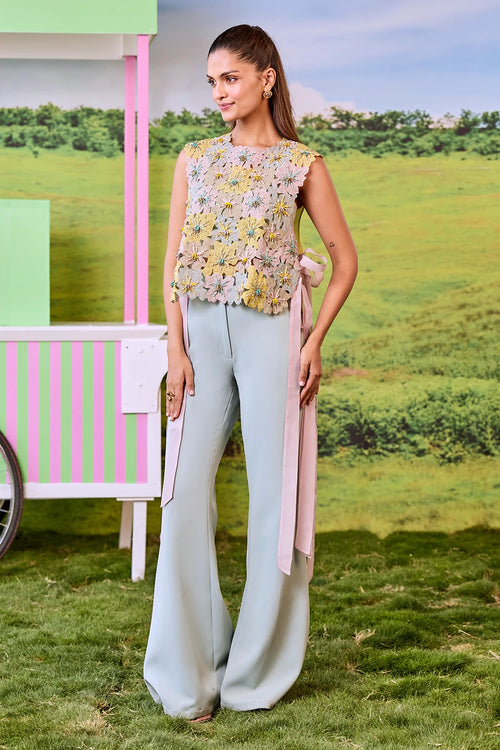 Powder Blue Bib Peony Co-ord Set