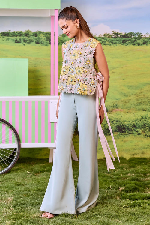 Powder Blue Bib Peony Co-ord Set