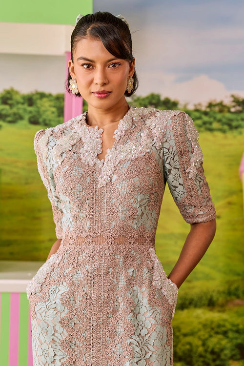 Blue And Lilac Stright Blaire Dress