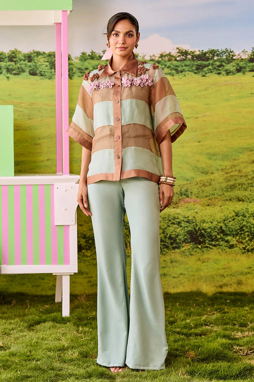 Blue And Brown Miu Miu Co-ord Set