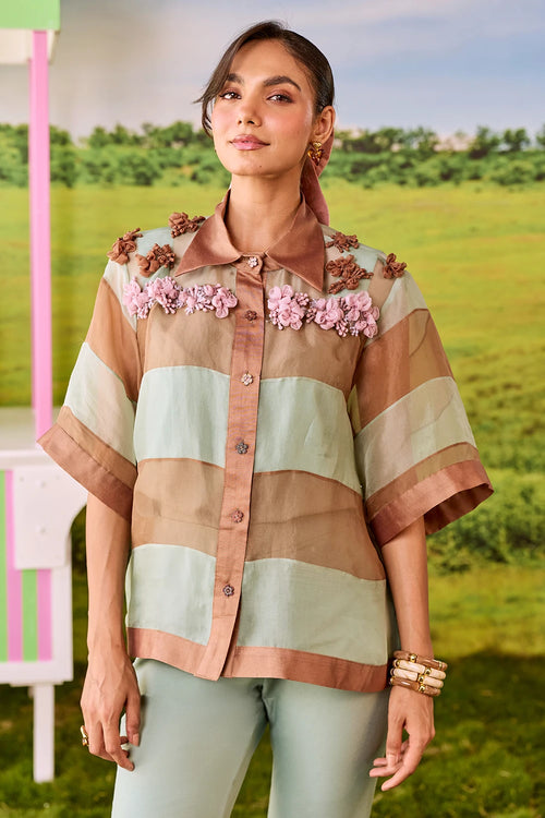 Blue And Brown Miu Miu Co-ord Set