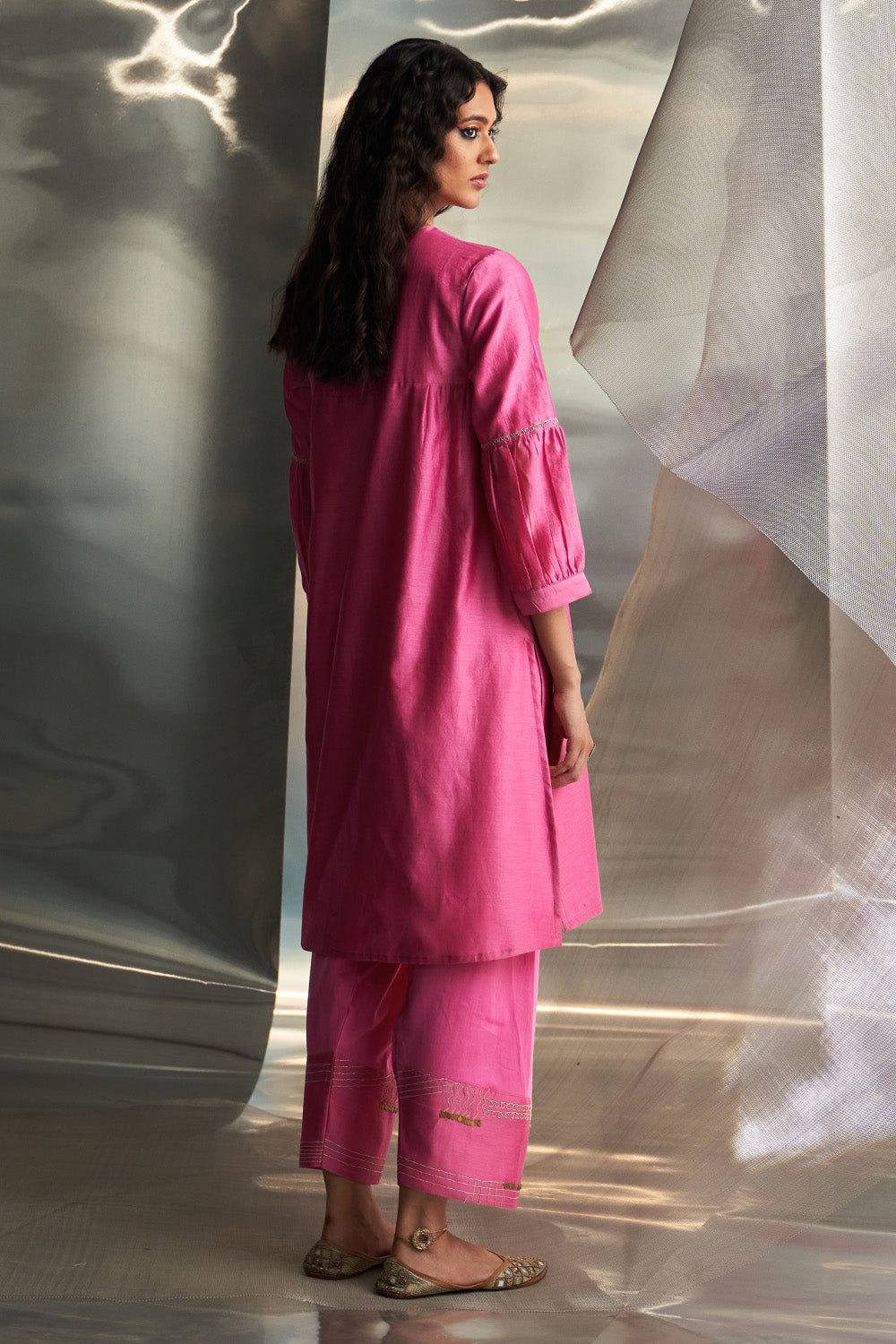 Bloom Pink Heavy Booti Kurta Set