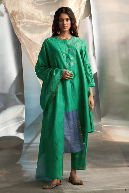 Lush Green Heavy Booti Kurta Set