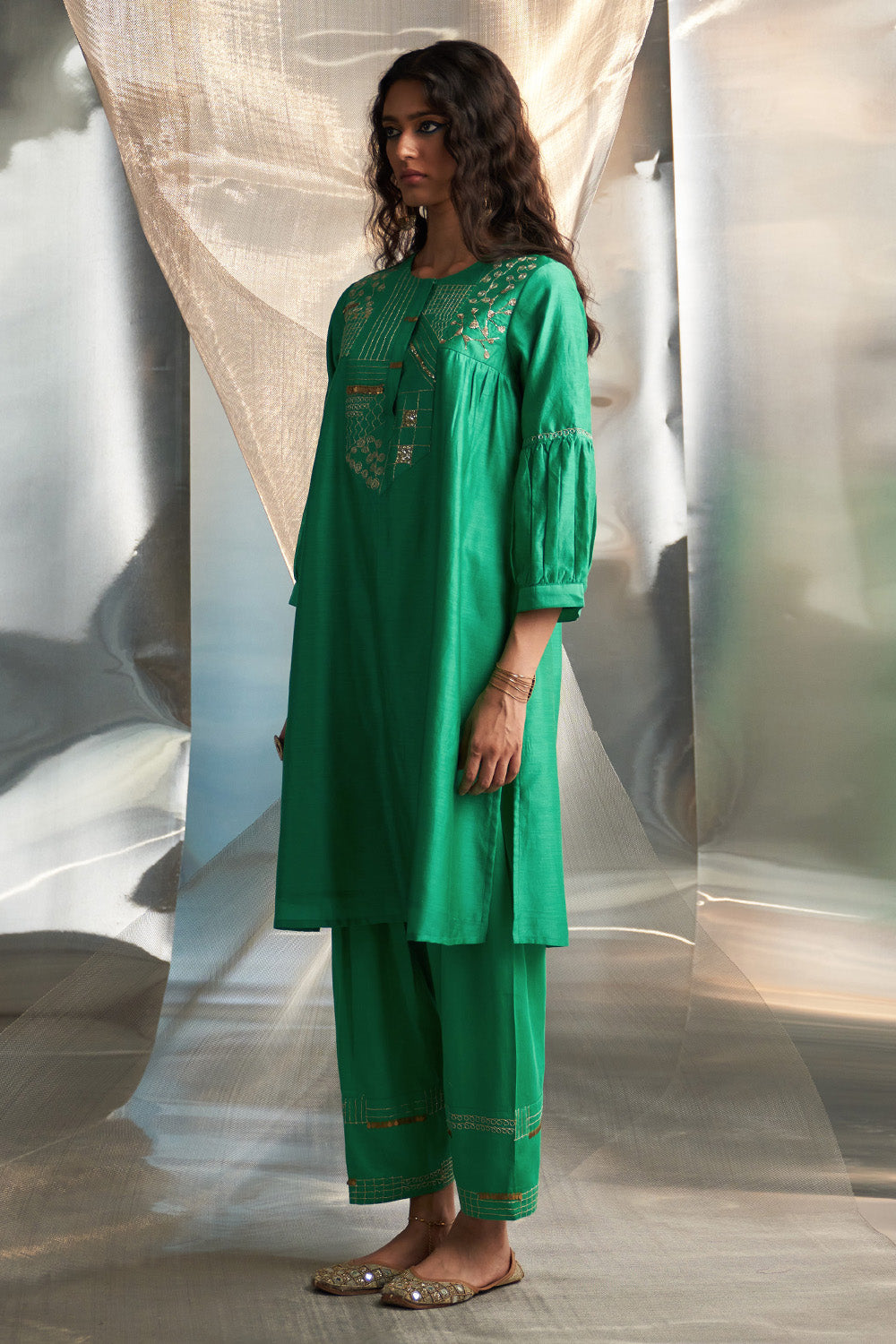 Lush Green Heavy Booti Kurta Set