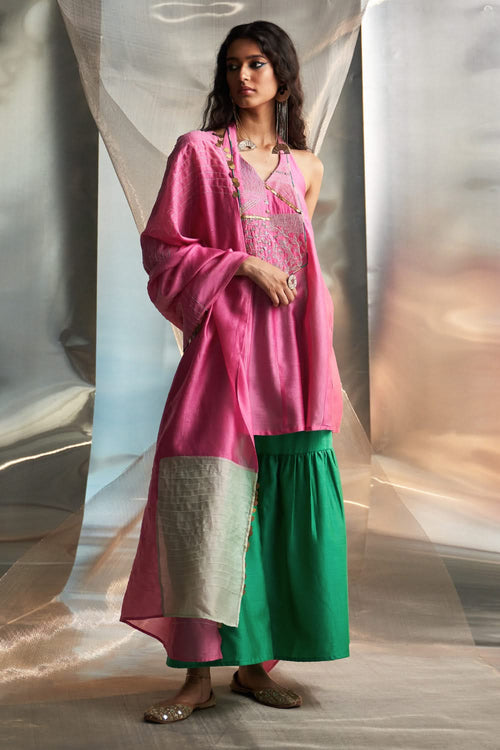 Bloom Pink Sleevelesss Sharara Set