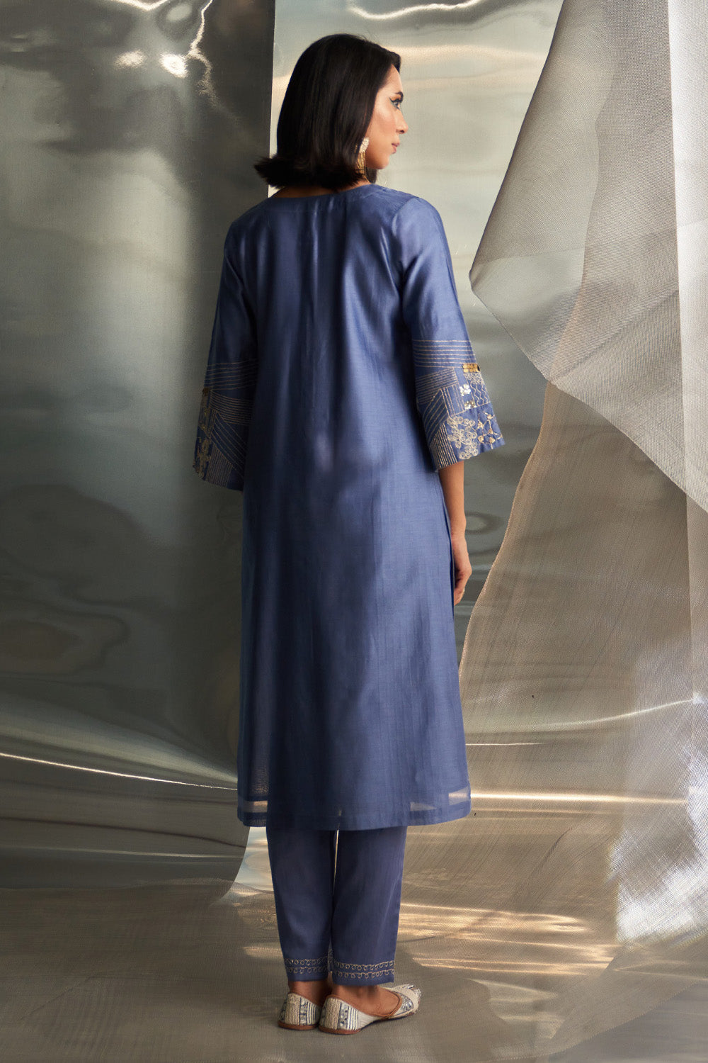 Berry Blue Flared Kurta Set