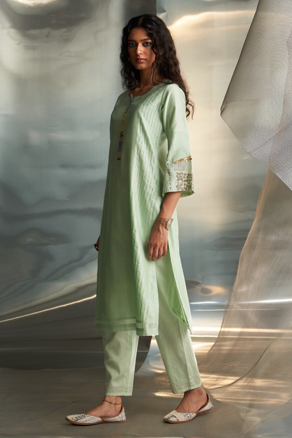 Mint Green Flared Kurta Set