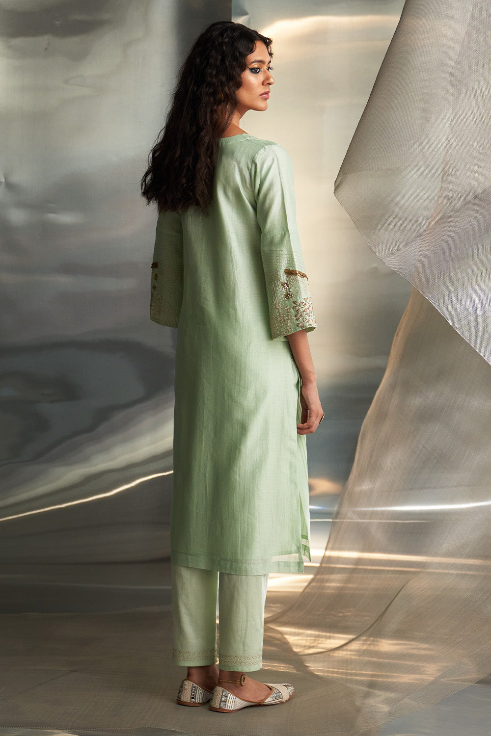 Mint Green Flared Kurta Set