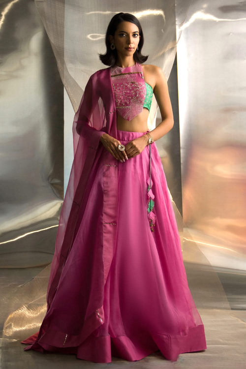 Bloom Pink Organza Lehenga Set