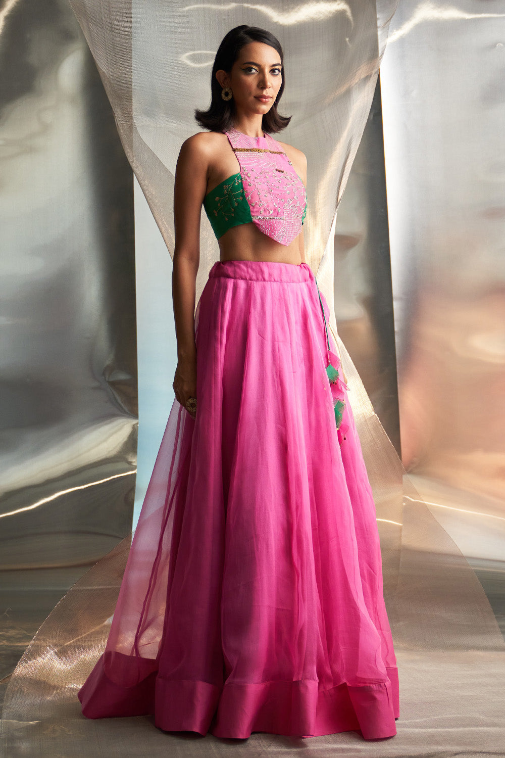 Bloom Pink Organza Lehenga Set