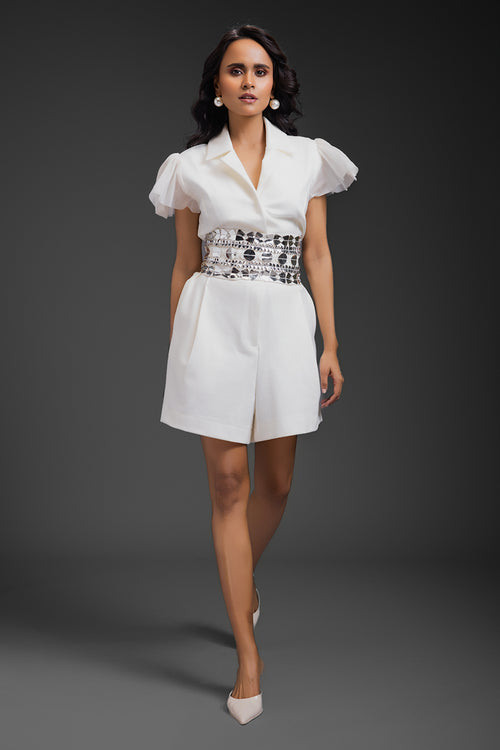 White Luminious Playsuit