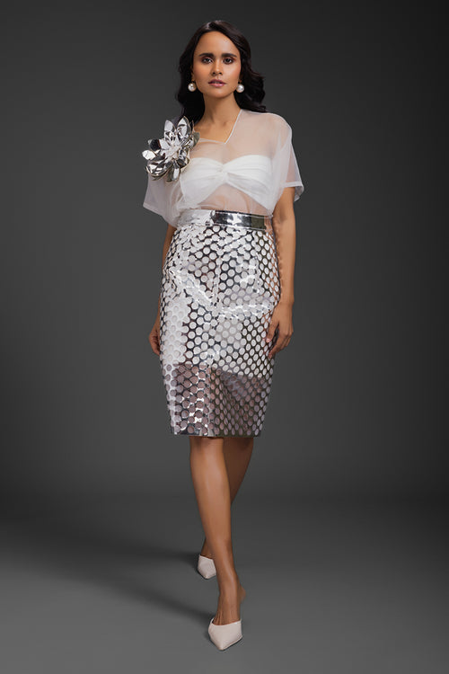White Luminious 3-D Aine Skirt